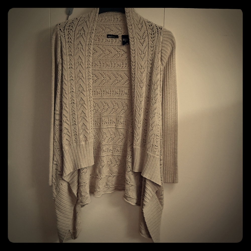 Moda international open front tan sweater